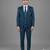 Teal blue geometric jacquard designer tuxedo for men