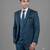 Teal blue geometric jacquard designer tuxedo for men