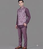 Lavender geometric jacquard nehru jacket for men