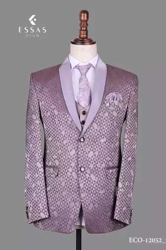Lavender geometric jacquard nehru jacket for men