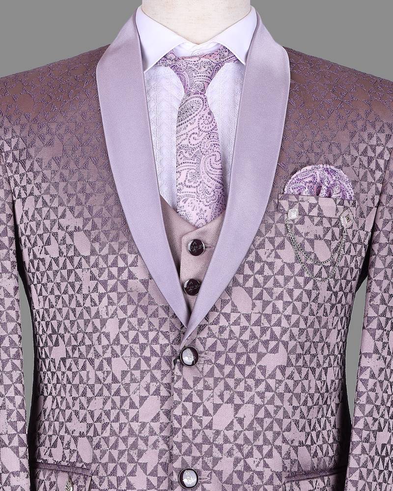 Lavender geometric jacquard nehru jacket for men