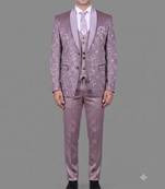 Lavender geometric jacquard designer tuxedo for men