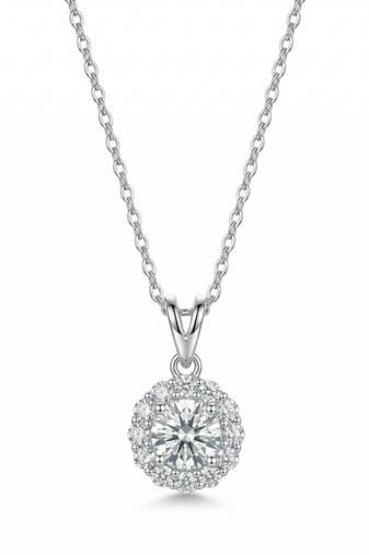 925 sterling silver celestia halo sparkle necklace for women