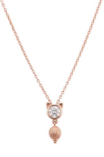 925 sterling silver rose gold crystal cat charm necklace for women