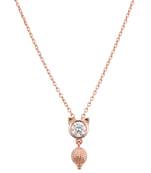 925 sterling silver rose gold crystal cat charm necklace for women