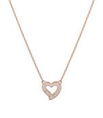 925 sterling silver rose gold open heart cz necklace for women