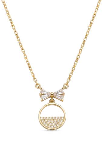 925 sterling silver golden bow circle necklace for women