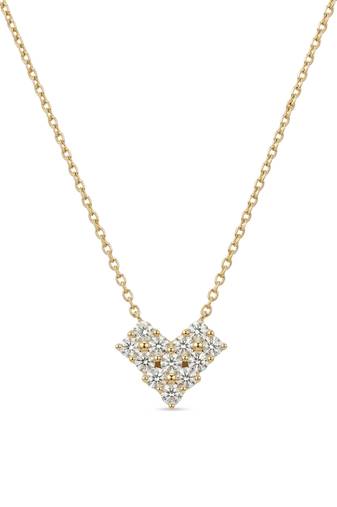 925 sterling silver golden diamond heart cluster necklace for women
