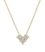 925 sterling silver golden diamond heart cluster necklace for women