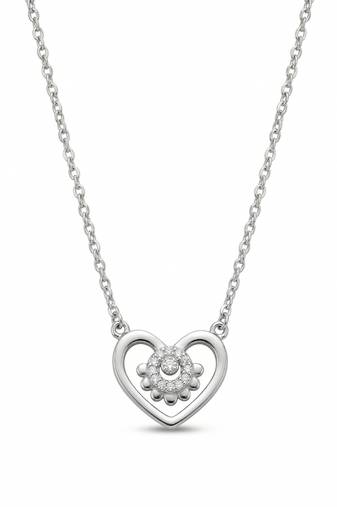 925 sterling silver silver bloom heart necklace for women