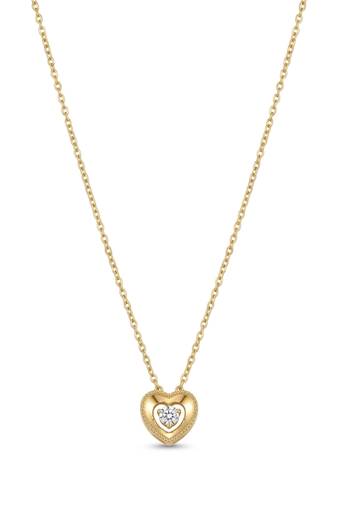 925 sterling silver golden solitaire stone heartness necklace for women