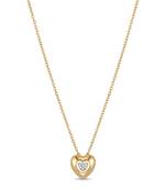 925 sterling silver golden solitaire stone heartness necklace for women