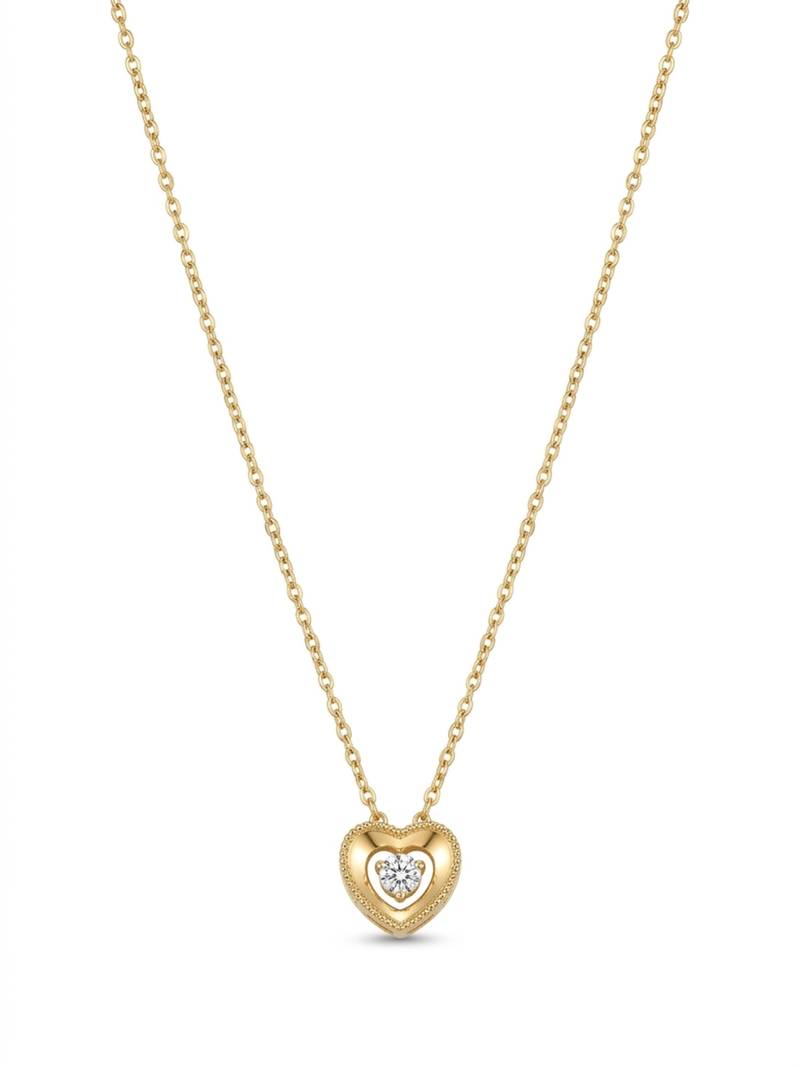 925 sterling silver golden solitaire stone heartness necklace for women