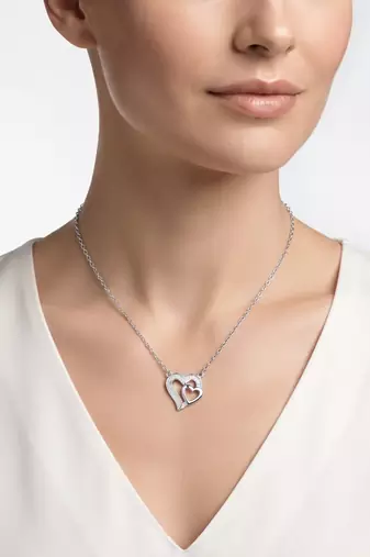 925 silver eternal pure double heart necklace for women