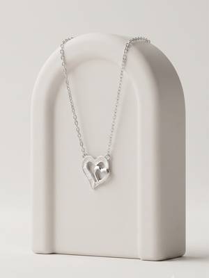 925 silver eternal pure double heart necklace for women 2