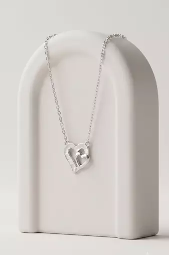 925 silver eternal pure double heart necklace for women