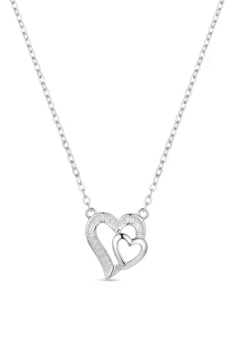 925 silver eternal pure double heart necklace for women