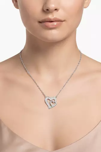 925 silver eternal pure double heart necklace for women
