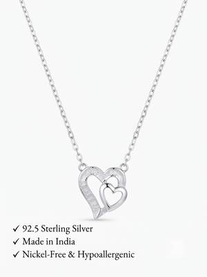 925 silver eternal pure double heart necklace for women 5