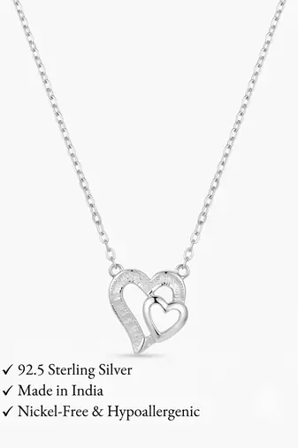 925 silver eternal pure double heart necklace for women