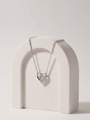 925 sterling pure silver radiant pavé heart necklace for women 1