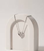 925 sterling pure silver radiant pavé heart necklace for women
