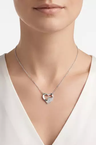 925 sterling pure silver radiant pavé heart necklace for women