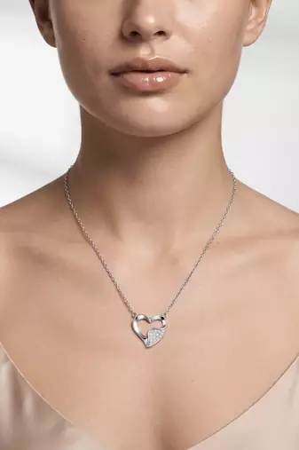 925 sterling pure silver radiant pavé heart necklace for women