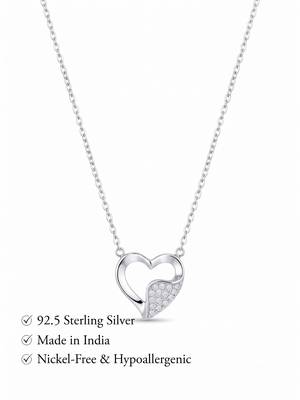 925 sterling pure silver radiant pavé heart necklace for women 5