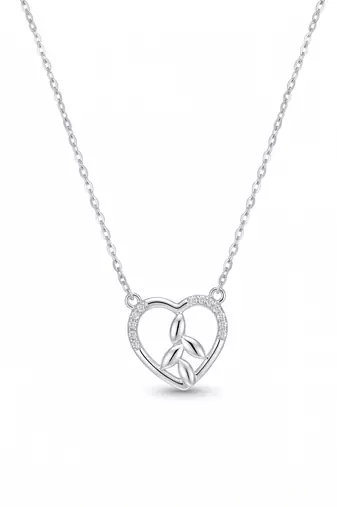 925 silver enchanted leaf heart necklace for women