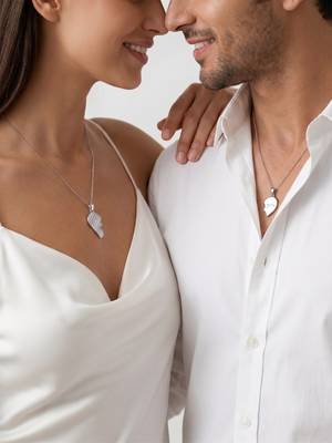 925 sterling silver split heart "you" couple pendant without chain 4