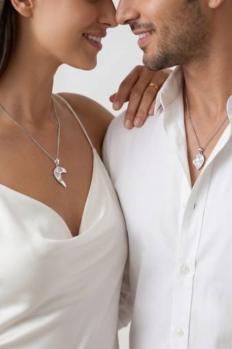 925 sterling silver sparkling multi-heart couple pendant without chain