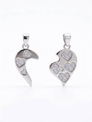 925 sterling silver sparkling multi-heart couple pendant without chain 2