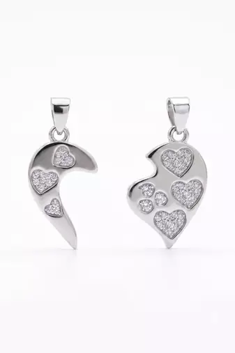 925 sterling silver sparkling multi-heart couple pendant without chain