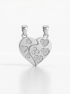 925 sterling silver sparkling multi-heart couple pendant without chain 5