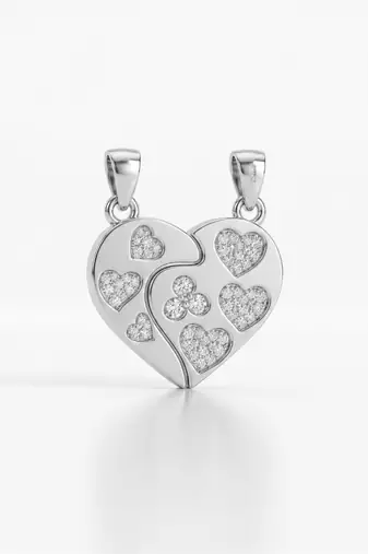 925 sterling silver sparkling multi-heart couple pendant without chain