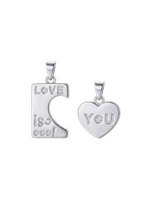 925 sterling silver love is you couple pendant without chain 1
