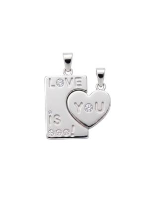 925 sterling silver love is you couple pendant without chain 2
