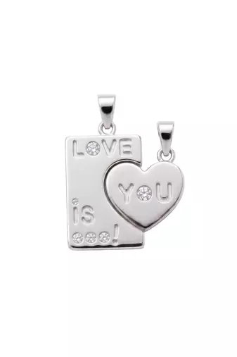 925 sterling silver love is you couple pendant without chain