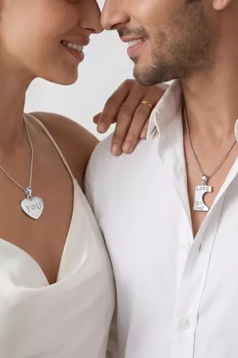 925 sterling silver love is you couple pendant without chain