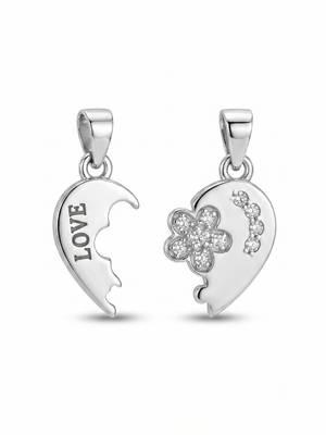 925 sterling silver lucky clover heart couple pendant without chain 1