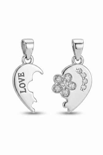 925 sterling silver lucky clover heart couple pendant without chain