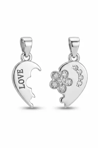 925 sterling silver lucky clover heart couple pendant without chain