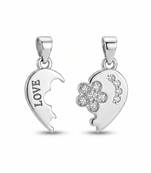 925 sterling silver lucky clover heart couple pendant without chain
