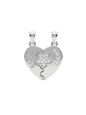 925 sterling silver lucky clover heart couple pendant without chain 2