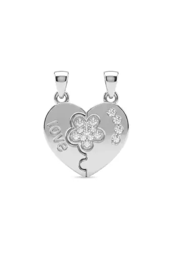 925 sterling silver lucky clover heart couple pendant without chain