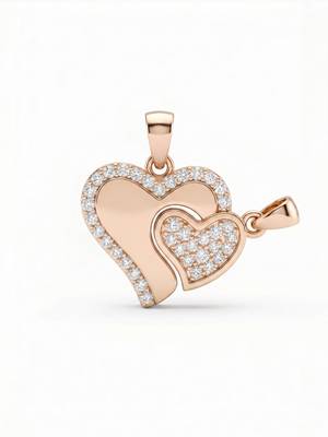 925 sterling silver rose gold interlocking heart couple pendant without chain 3