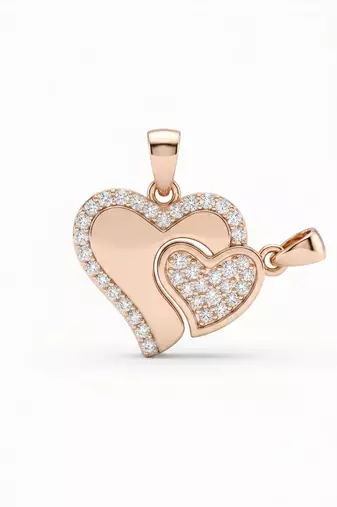 925 sterling silver rose gold interlocking heart couple pendant without chain
