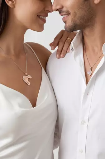 925 sterling silver rose gold interlocking heart couple pendant without chain