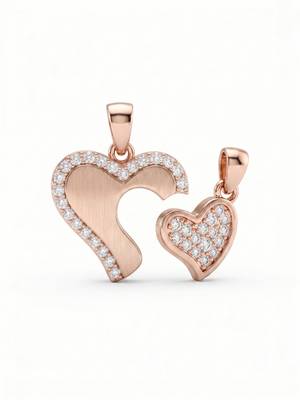 925 sterling silver rose gold interlocking heart couple pendant without chain 5